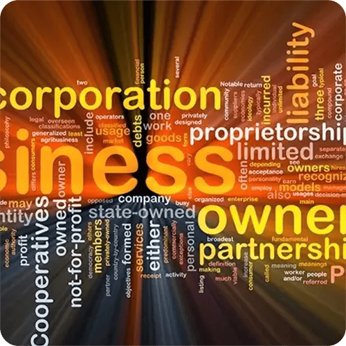 Graphic of various business entity icons, representing strategic entity structure selection for foreign investors in the U.S.