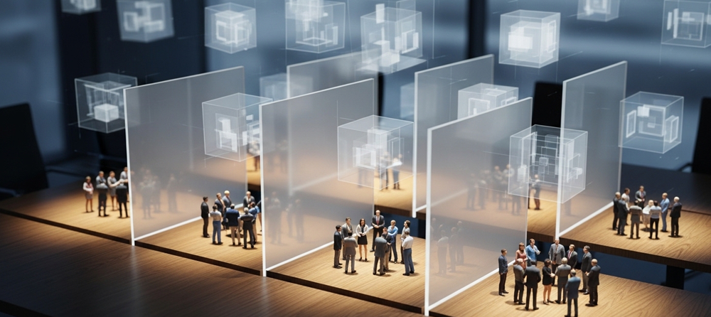 Imagem de vários grupos de pessoas conversando