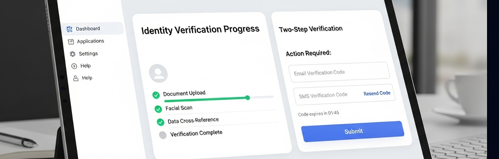 Uma interface digital em uma tela de dupla verificação