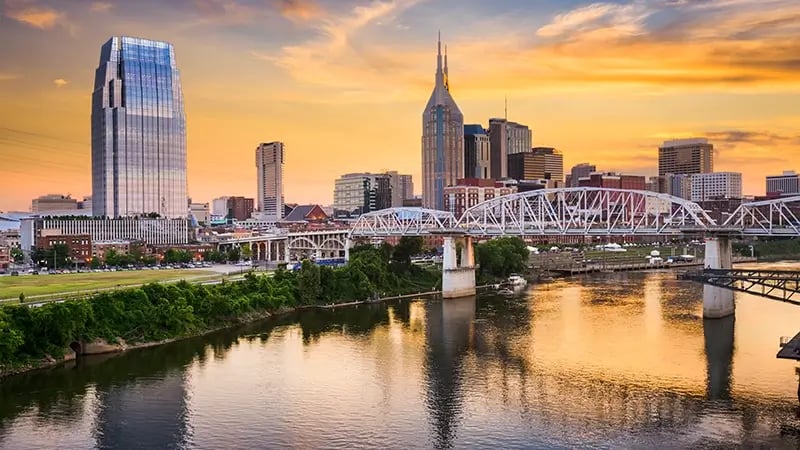 A VISUAL REPRESENTATION OF TENNESSEE'S HIGH SALES TAXES COMPARED TO OTHER STATES WITH NO INCOME TAX.