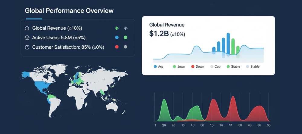 Um dashboard de BI com KPIs globais