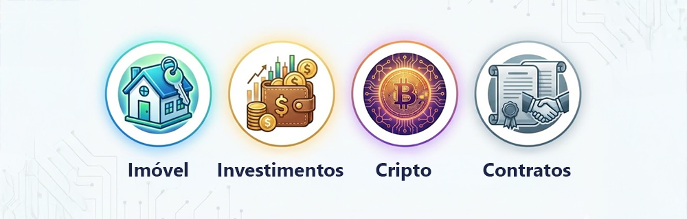 Ilustração de ícones de diferentes tipos de bens