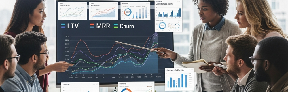 Imagem de um grupo de pessoas analisando dashboards 