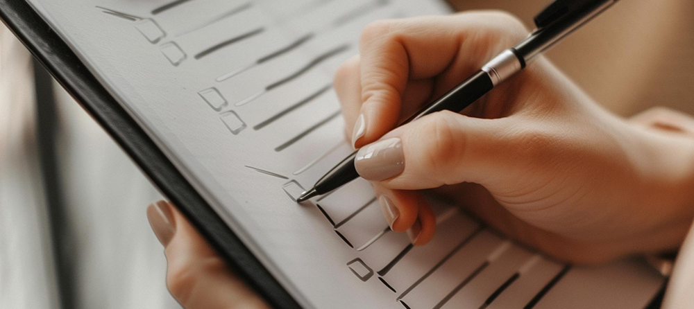 Imagem de uma pessoa marcando um checklist