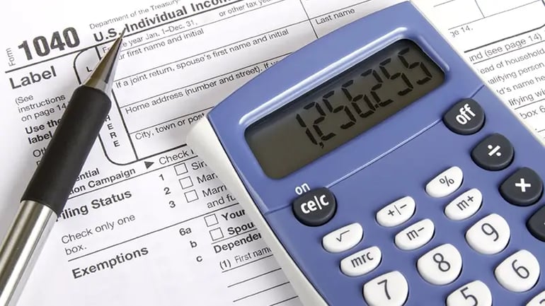 AN IMAGE OF A CALCULATOR DISPLAYING THE TAXABLE INCOME AMOUNT.