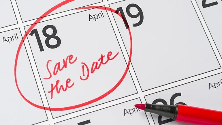 A CALENDAR WITH THE DATE APRIL 18TH CIRCLED IN RED, INDICATING THE 2023 STATE INCOME TAX DEADLINE.