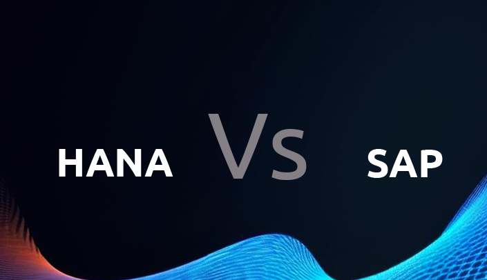 Uma ilustração com texto HANA VS SAP 