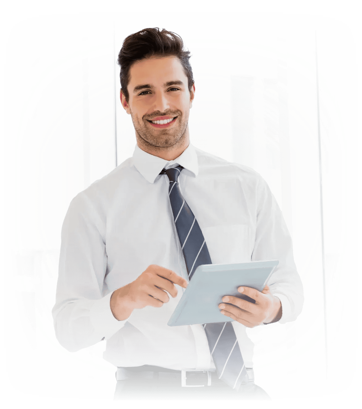 Man with tie smiling