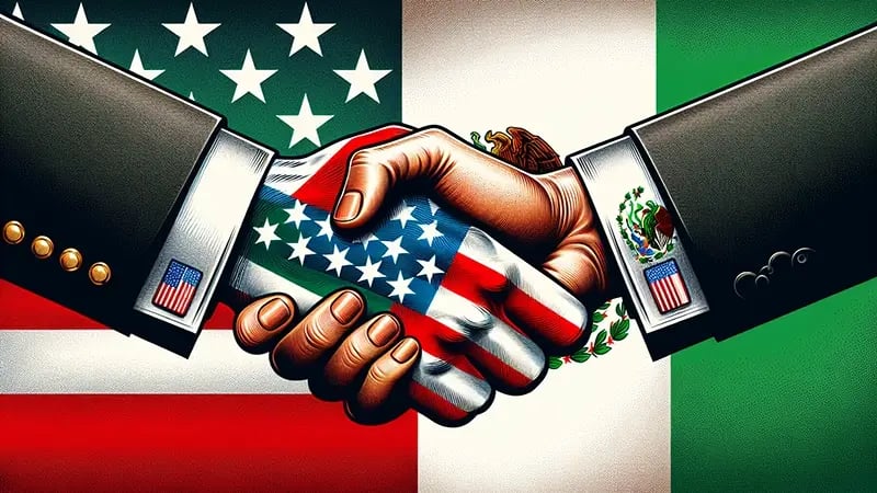 Illustration of two shaking hands representing the US-Mexico tax treaty