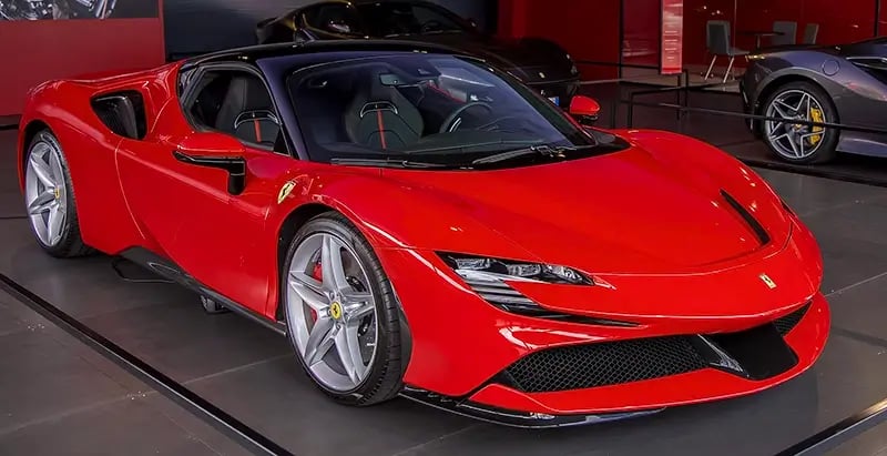 Red Ferrari SF90 model