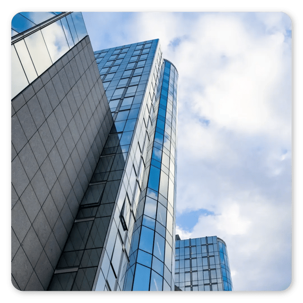 High buildings with glass windows
