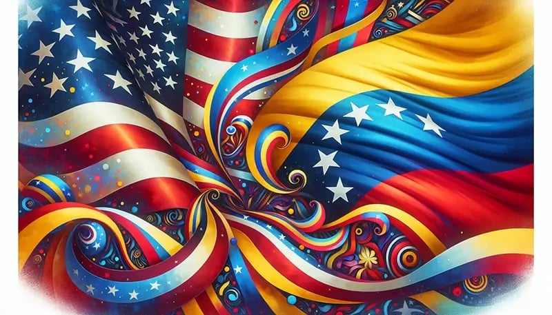 US and Venezuela flags illustration