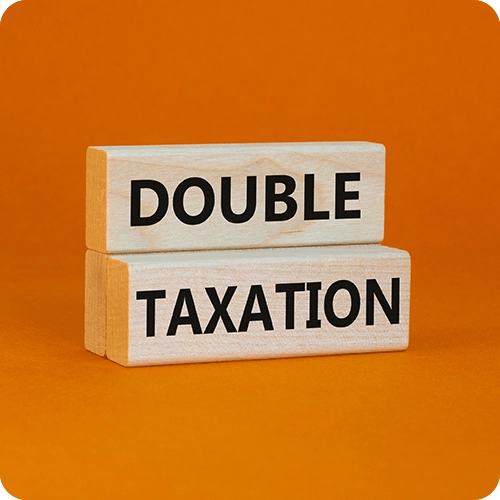 A picture representing double taxation for taxpayers not taking advantage of the treaty