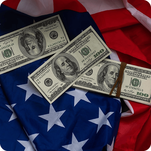 Flag and US dollars representing that the Income Is Effectively Connected with U.S. Trade or Business.