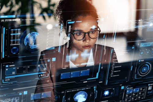 Woman with data