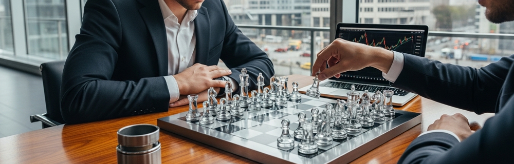 Imagem de duas pessoas jogando xadrez