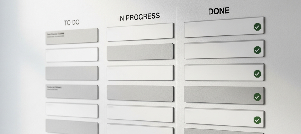 Imagem de um quadro kanban