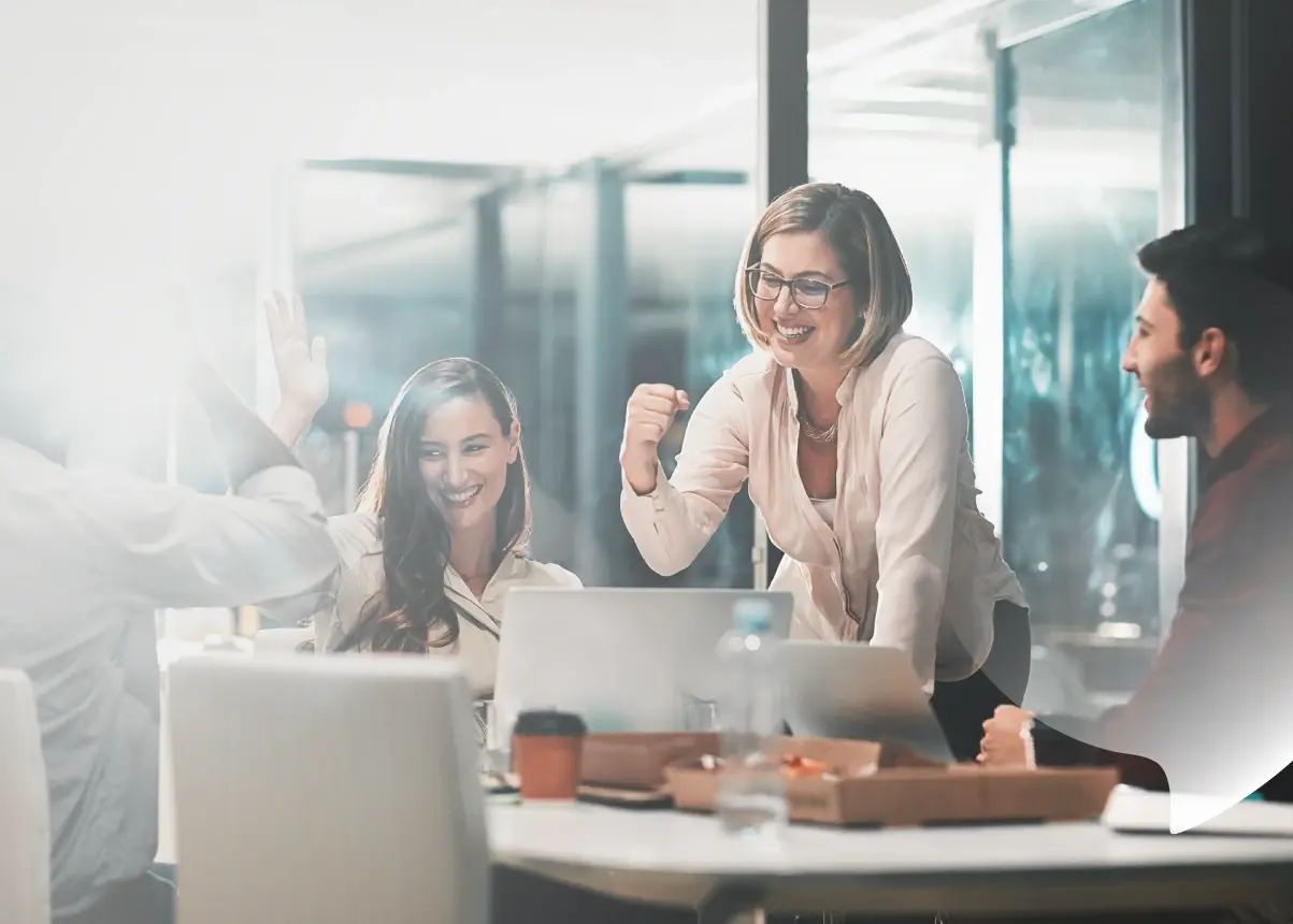 Woman celebrating and smiling